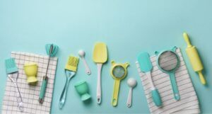Image of basic cooking utensils in yellow and green
