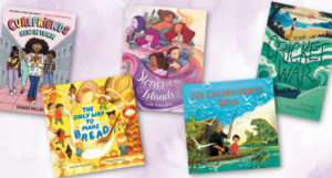 a collage of five of the new children's books out october 2023 listed below