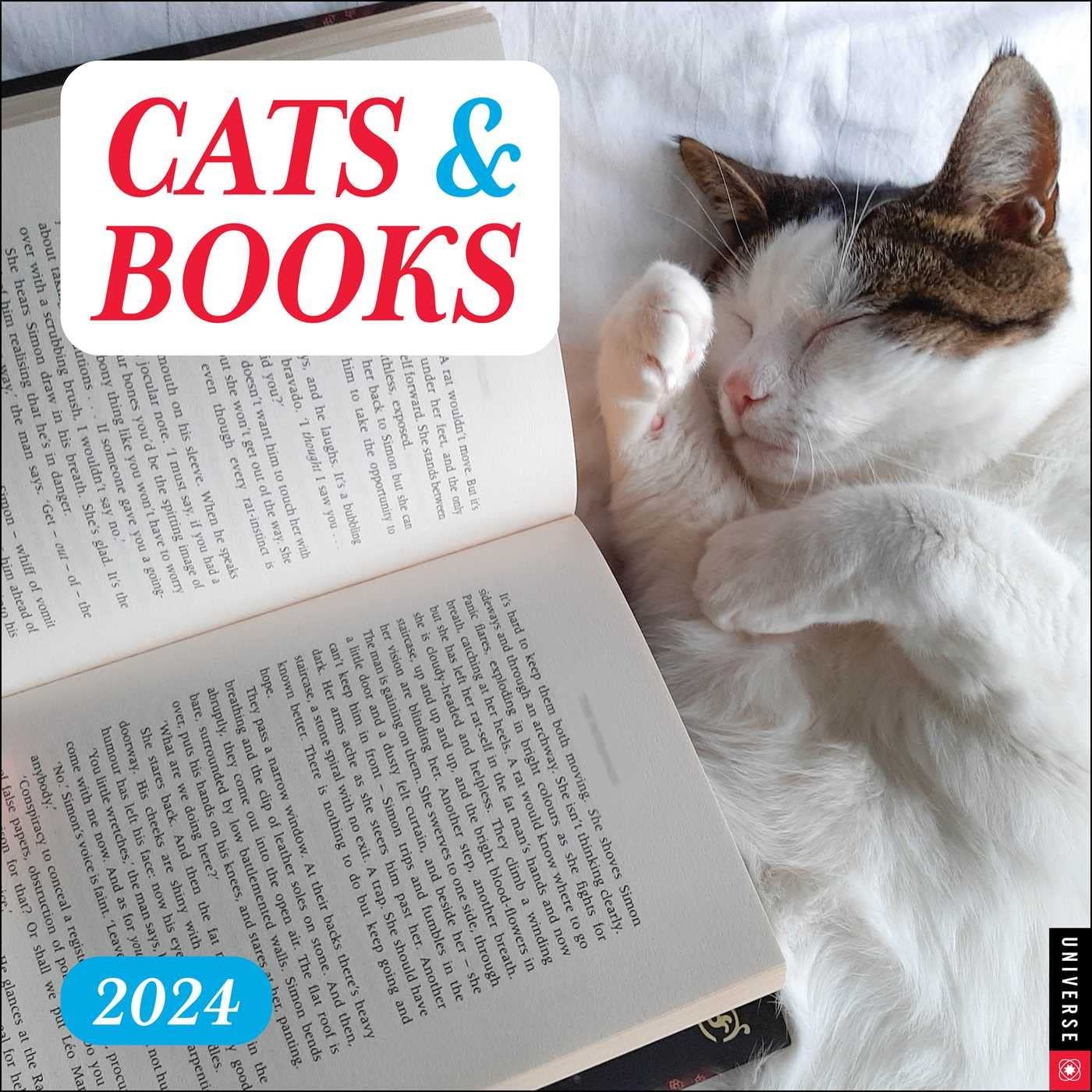 Cats & Books 2024 Wall Calendar cover
