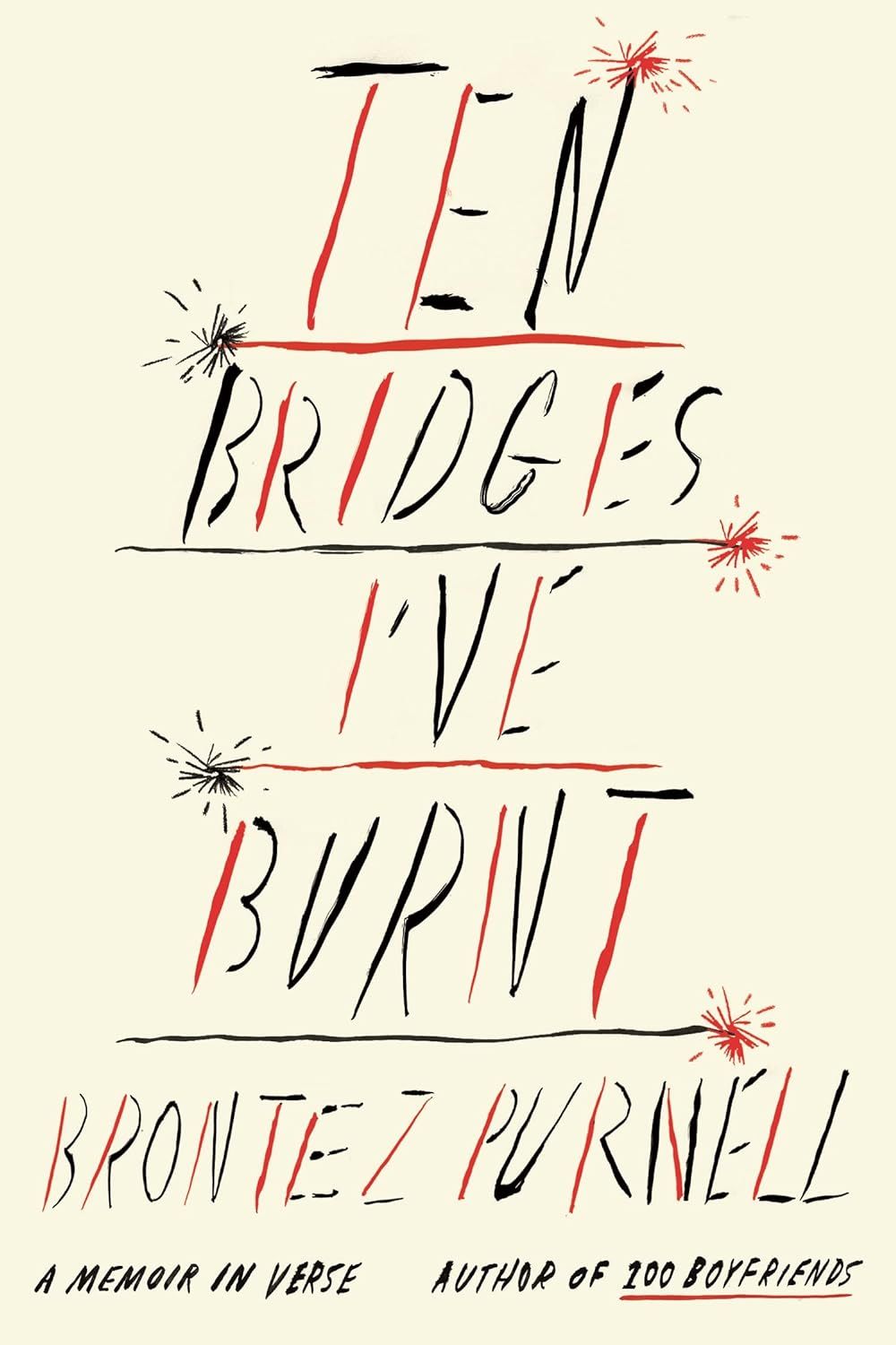 a graphic of the cover of Ten Bridges I've Burnt: A Memoir in Verse by Brontez Purnell
