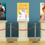 a graphic of three romance novels on pedestals