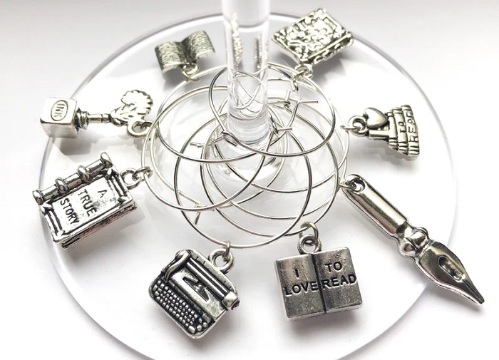 Book Lover Wine Glass Charms by LifeBaubles on Etsy