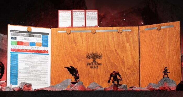 image of wooden dnd dm screen with magnets