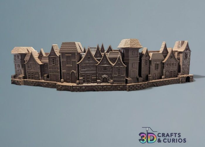 Image of Fantasy Village DnD DM Screen with Dice Towers by 3DCraftsAndCurios