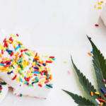 cropped cover of Edibles showing marshmallows with sprinkles and a weed leaf to the side