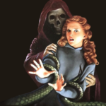 cropped cover of The Ashton Horror showing an illustration of a young woman being grabbed from behind by a masked figured while tentacles ensnare their wrists