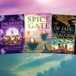 collage of five covers of fantasy novels by AAPI authors