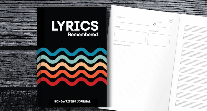 Cover and interior pages of Lyrics Remembered songwriting journal