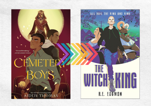 The covers of Cemetery Boys and The Witch King