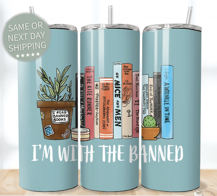 tumbler featuring banned books