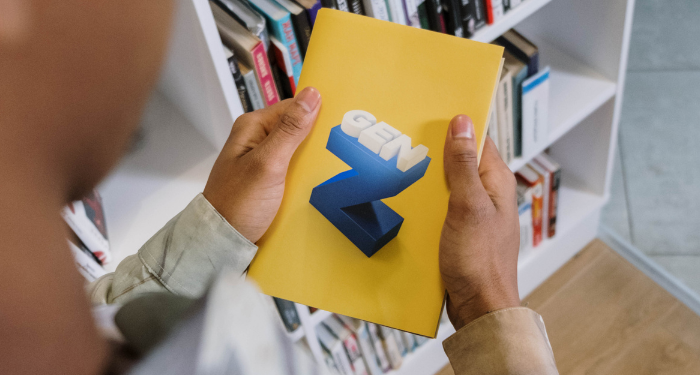 a photo of a someone holding a book with the title Gen Z