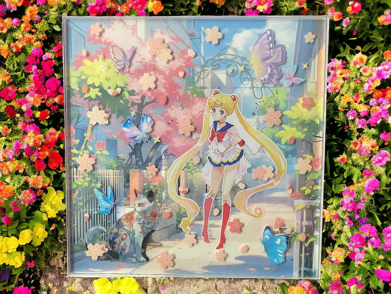 Sailor Moon in the city acrylic art
