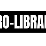 image of a black sticker with the word "pro library" on it.