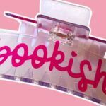 hair clip that says bookish set against a pink background